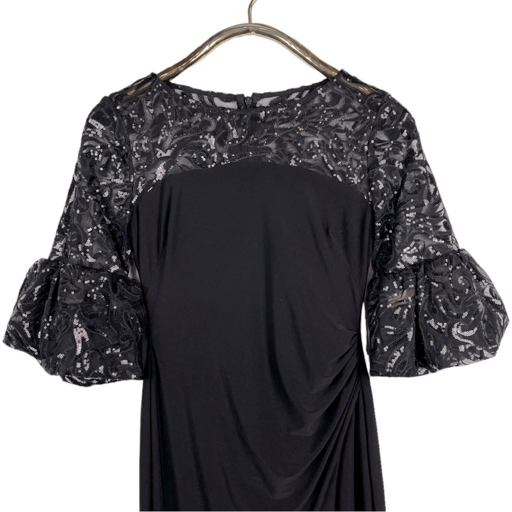LAUREN RALPH LAUREN DECKER JERSEY SHEER YOKE 1/2 RUFFLE SLEEVE SEQUIN DRESS GOWN - Picture 5 of 14